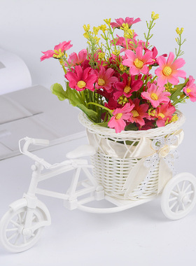 自行车编织花篮仿真插花塑料藤条
