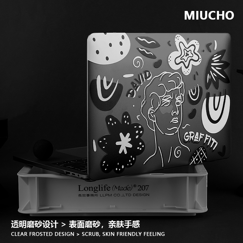 MIUCHO 大卫电脑壳复古适用于苹果22款M2简约air13透明macbook14美式pro原创设计防摔pro16寸防磕碰保护硬壳 - 图1