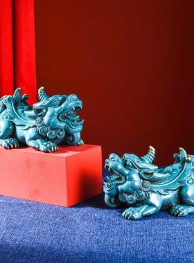 铜掌柜铜貔貅摆件一对大号皮休貔天禄霸王皮丘玄关客厅家居装饰品