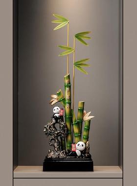 节节高升熊猫入户玄关招财摆件客厅电视柜家居装饰乔迁新居礼物