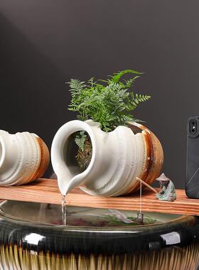 循环水陶罐古养鱼瓷器过滤氧化生态池阳台景观鱼缸装饰摆件