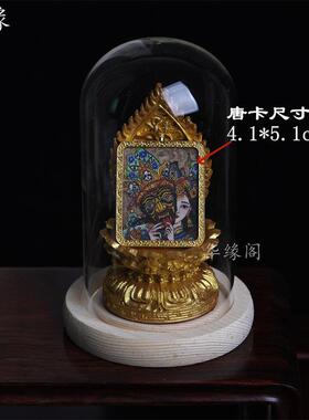 树脂实木金色观音菩萨佛像背光莲花台唐卡底座摆件红木佛龛佛光座