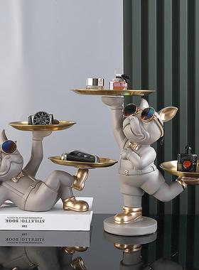 放钥匙的摆件托盘门口进门置物架收纳入户玄关家居装饰品杂耍狗狗