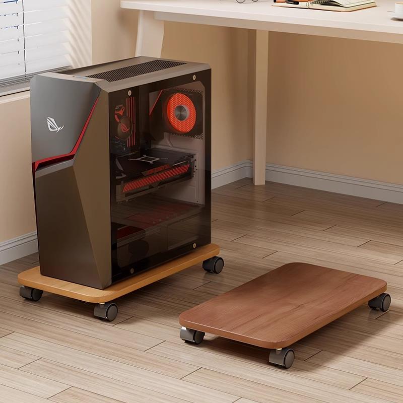 Solid wood household floor-standing movable printer storage rack multi-function main chassis bracket desktop computer main rack