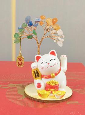 2025新款小摆件太阳能招财猫摆件自动招手车载中控台光能动力摇手