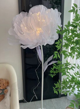 跨境爆款仿真花圣诞节派对开合花店面橱窗落地摆件氛围灯