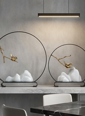 新中式禅意国风假山摆件