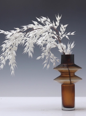简约轻奢橙色花瓶佛尘仿真花艺