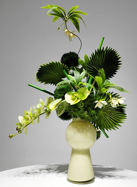 茶几插花餐桌家居电视柜装饰品摆设轻奢绿色系仿真花花束花艺客厅
