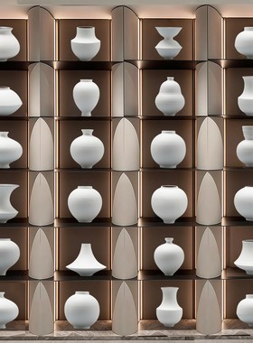 现代简约白色陶瓷花瓶摆件