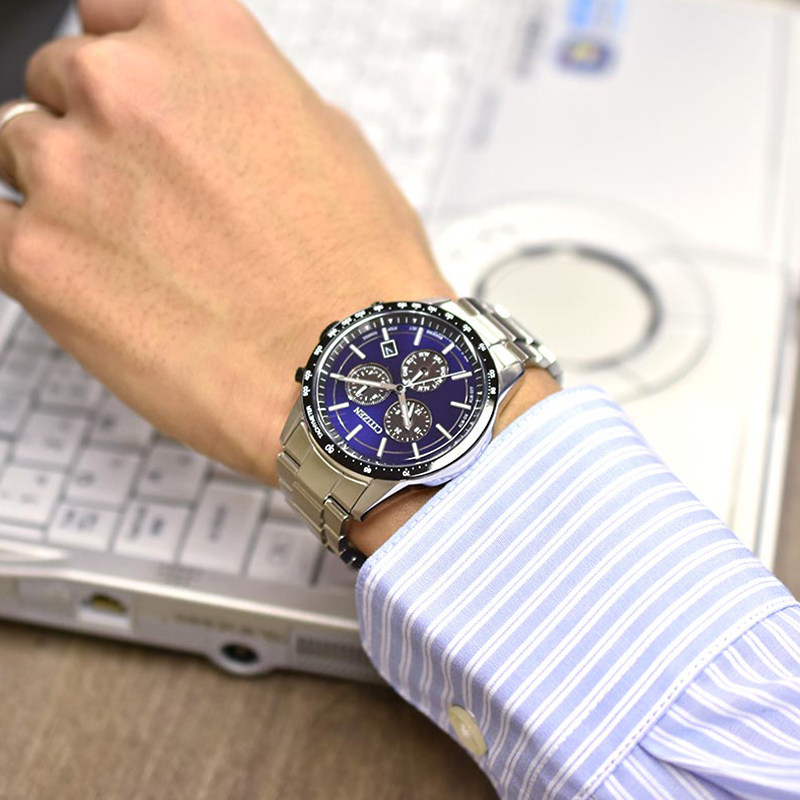 citizen男光动能商务休闲万年历 时友海外日韩腕表