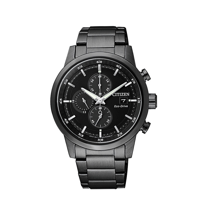 西铁城citizen黑三眼多功能经典男 时友海外日韩腕表