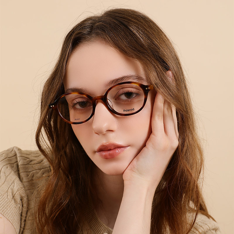 宝丽来近视眼镜框玳瑁椭圆小框书呆子眼镜女款防蓝光可配度数0122