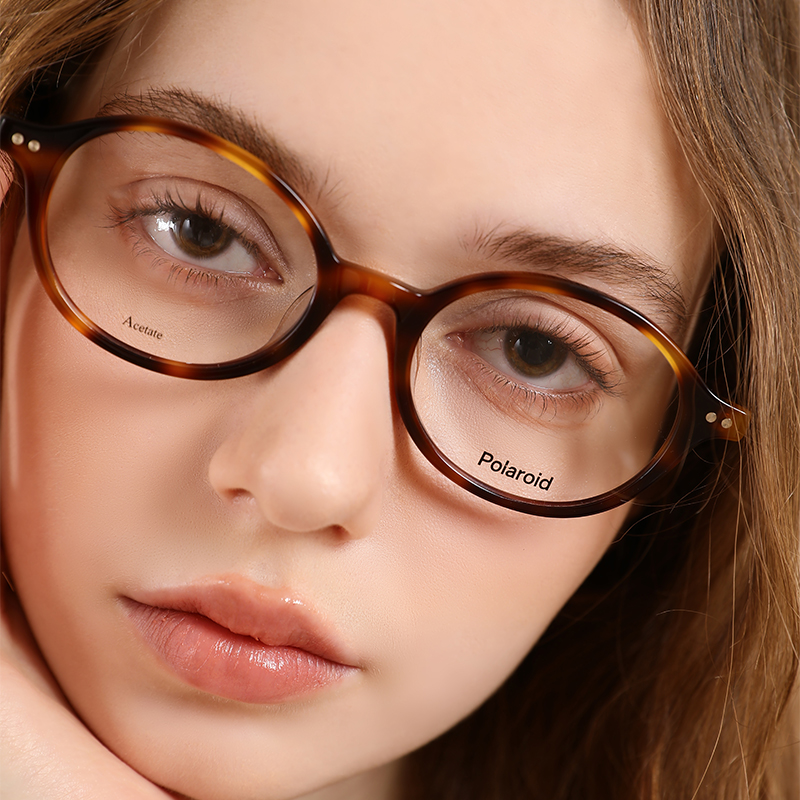 宝丽来近视眼镜框玳瑁椭圆小框书呆子眼镜女款防蓝光可配度数0122