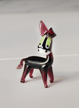 淄博琉璃工艺品摆件小黑驴装饰毛驴动物玻璃制品网红家居桌面装饰