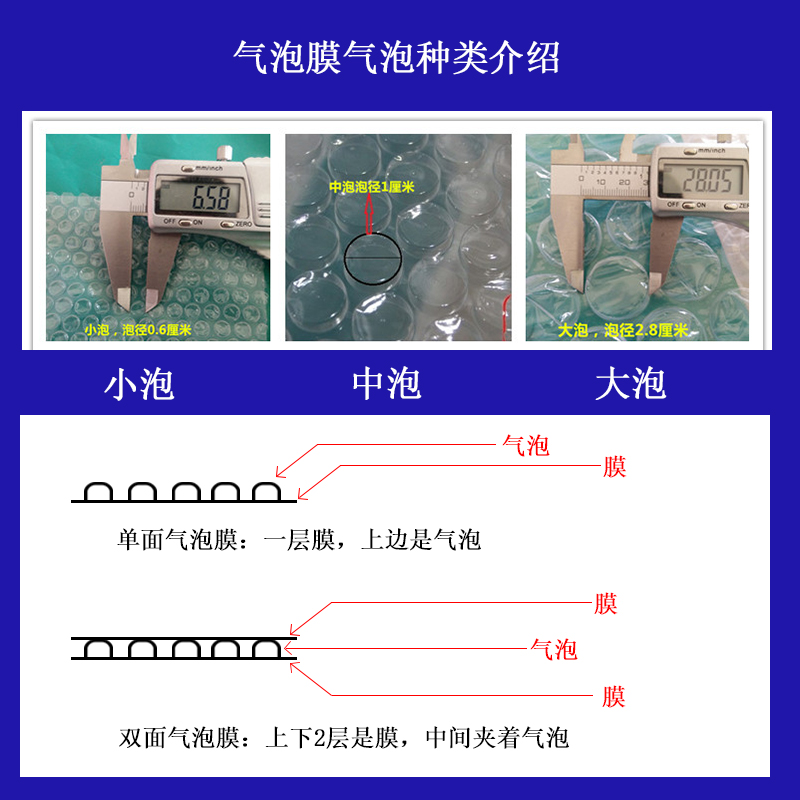 打包气泡膜卷装泡沫纸30 50cm快递包装防撞防震泡泡纸袋大气泡垫 - 图2