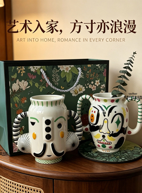 怪诞美学原创手绘花瓶子装饰摆件