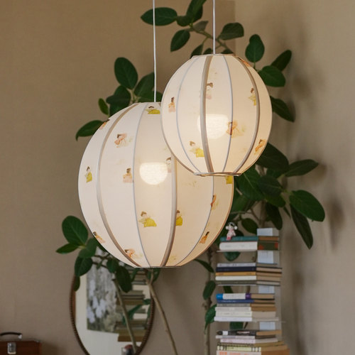 物几空间新中式女儿房宋代美学少女古风球型灯笼简约布艺卧室吊灯 - 图0
