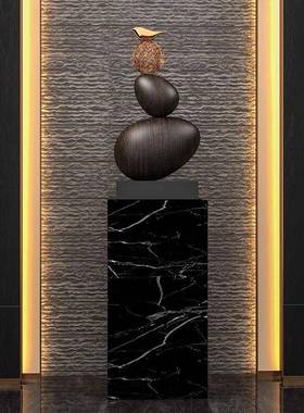 时来运转石头高级感摆件客厅落地沙发旁大型雕塑酒店高档软装饰品