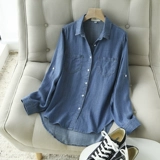 Сексуальная осенняя мягкая комфортная джинсовая рубашка для отдыха, по фигуре