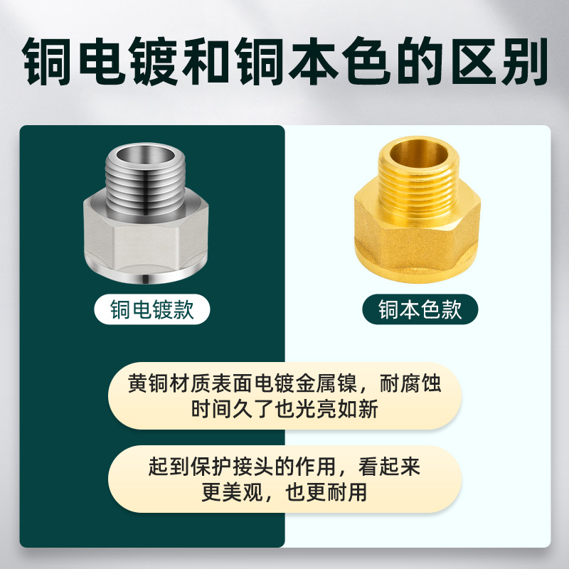 水龙头6分转4分变接头洗衣机内外丝六变四全铜变径大小头水管加厚 - 图1