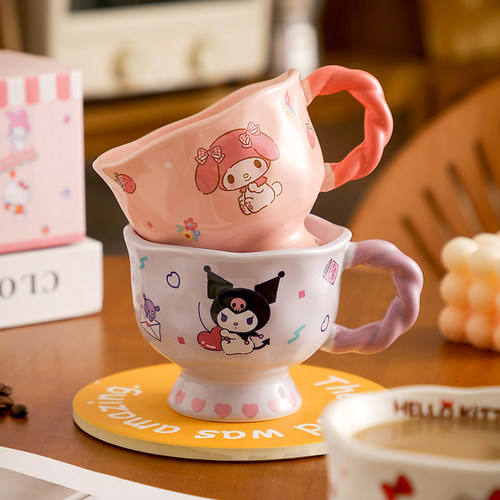 三丽鸥正版马克杯可爱HelloKitty联名陶瓷杯子女生家用喝水咖啡杯 - 图1