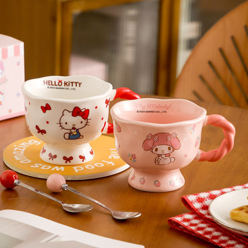 三丽鸥正版马克杯可爱HelloKitty联名陶瓷杯子女生家用喝水咖啡杯 - 图0