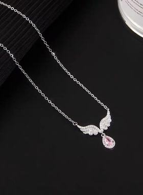 诗莲娜925银天使眼泪微镶锆石水滴项链女ins小众设计轻奢锁骨