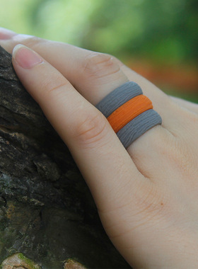 树皮纹硅胶戒指女式 10色组自然简约个性戒指运动首饰女士戒指