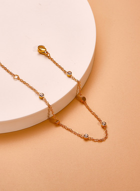 速卖通日韩风小清新手饰女 简约素款闺蜜网红单钻六钻不锈钢手链
