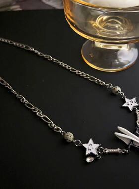鹤棣同款荆棘幸运星项链小众设计嘻哈star潮酷毛衣链兔年新款