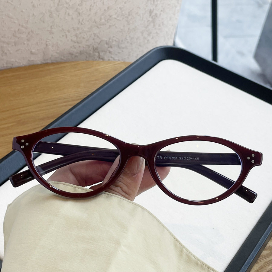 日本品质网红时尚TR90镜框女韩系书呆子椭圆形平光镜配高度数防蓝 - 图0