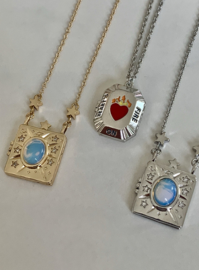 sweetbones小小宇宙宝藏星星月光许愿相册蛋白石ins闺蜜礼物项链