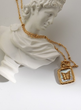 sweetbones小众设计感蝴蝶贝壳项链毛衣链