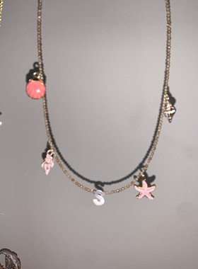 sweetbones夏日沙滩海螺贝壳贝母字母定制系列项链