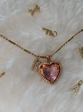 sweetbones金色爱心锆石项链定制字母项链