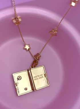 sweetbones情话星星月亮复古开合相册项链