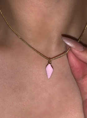 sweetbones复古辣妹贝壳项链金色可打开相册项链