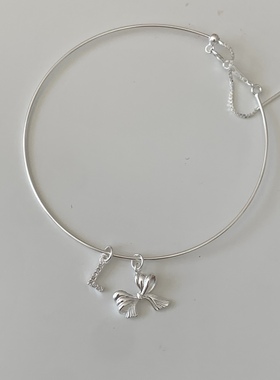 sweetbones925通体纯银手镯蝴蝶结定制字母手链芭蕾风