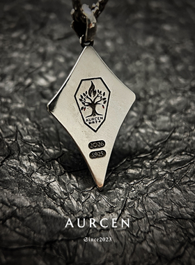 AURCEN翱森·逐风鸢 盾形吊坠男士吊坠 复古木纹 S925银做旧