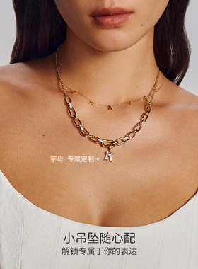 KKLUES925银镀金锆石链条项链女