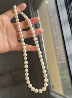 小立交8-9mm近正圆淡水珍珠项链
