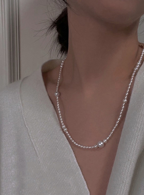 小立交米形淡水珍珠项链