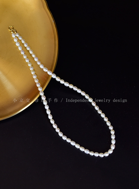 淡水珍珠米形珠项链母亲节送婆婆