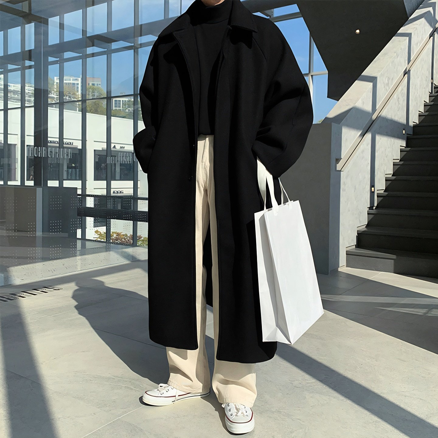 毛呢大衣男款秋冬休闲韩系英伦风过膝中长高级感加厚风衣呢子外套,淘宝优惠券,粉丝福利购,淘宝优惠卷