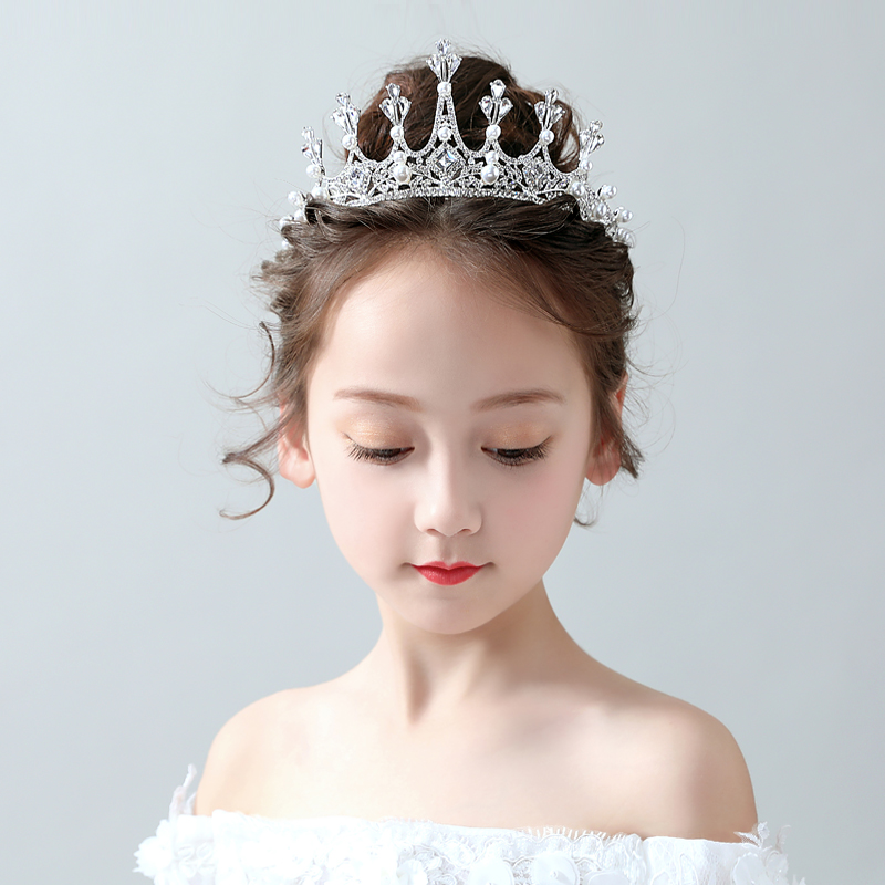 儿童皇冠头饰公主小孩韩版女童演出生日礼服发饰小女孩可爱王冠仙 - 图1