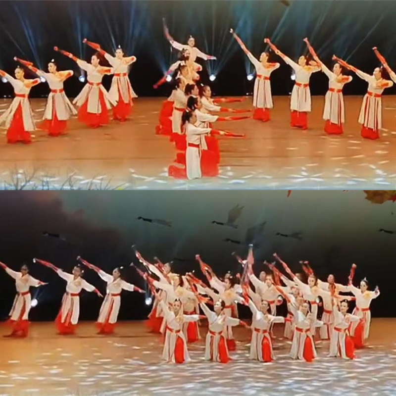 元旦儿童万里山河舞蹈演出服装道具红伞古典舞霍元甲雪龙吟表演服 - 图1