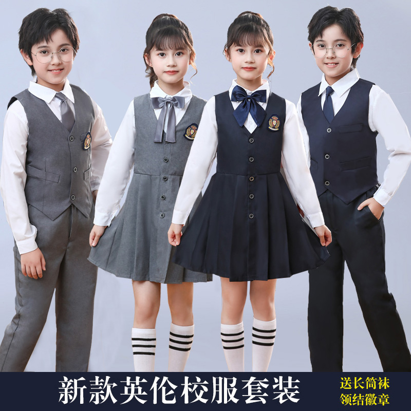 中小学生大合唱表演服装英伦风校服诗歌朗诵演出服儿童幼儿园园服