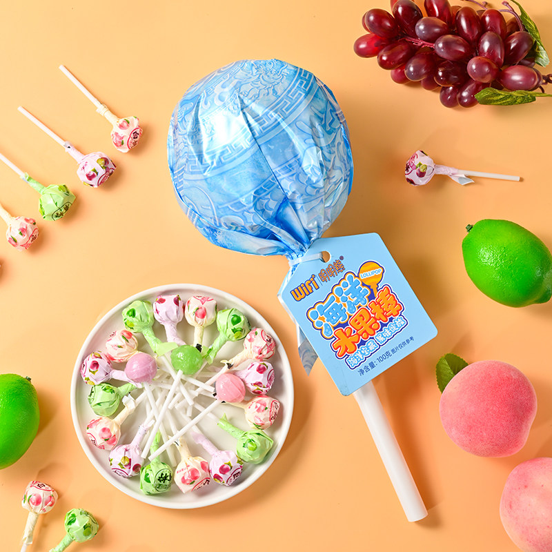 哪吒敖丙同款盘龙冰锤海洋水果棒超大棒棒糖儿童小朋友小零食糖果,淘宝优惠券,粉丝福利购,淘宝优惠卷