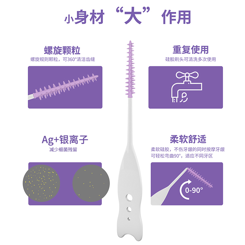 ci日本进口硅胶牙签牙间隙银离子牙缝刷正畸牙签清理牙周护理